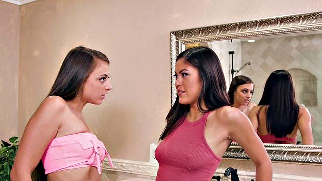 PAWG Teen Gia Derza Fucks Kendra Spade In Bathroom During A Party