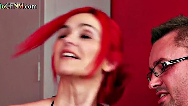 CFNM group of femdom cheerleaders suck in locker room