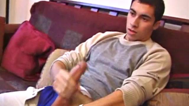 Levi Davis starts watching a porn video and pulls a monster cock out of his pants. A good stroking on his rock hard dick produces a creamy cum load in his hands.