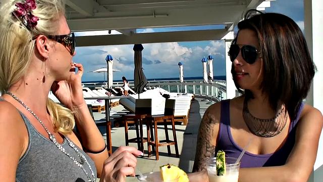 Blonde Brunette Loves Getting Her Pussy Gaped and Licked by Her Two Lesbos in Strap-Ons