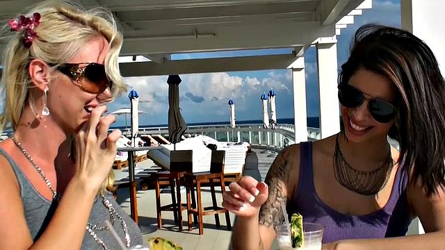 Blonde Brunette Loves Getting Her Pussy Gaped and Licked by Her Two Lesbos in Strap-Ons