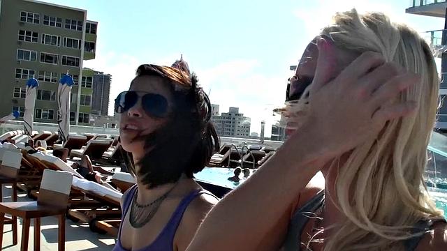 Blonde Brunette Loves Getting Her Pussy Gaped and Licked by Her Two Lesbos in Strap-Ons