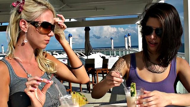 Blonde Brunette Loves Getting Her Pussy Gaped and Licked by Her Two Lesbos in Strap-Ons