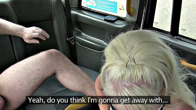 Blonde Lady in high heels enjoys a free ride & gets a facial