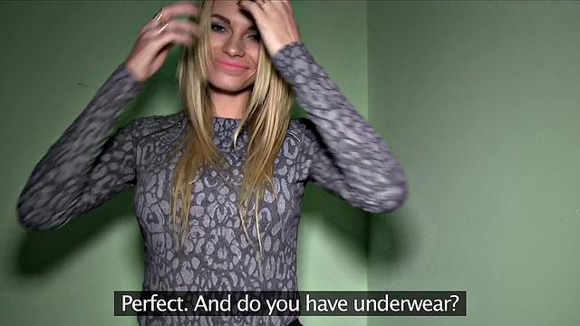 A blonde bombshell get paid for a steamy outdoor fuck fantasy