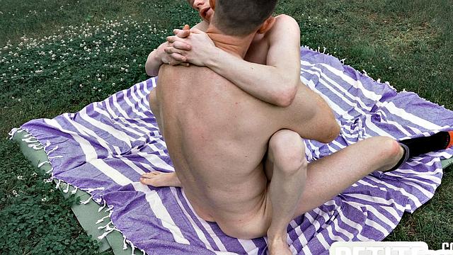 Tiny twink barebacked outdoors by handsome gaydaddy