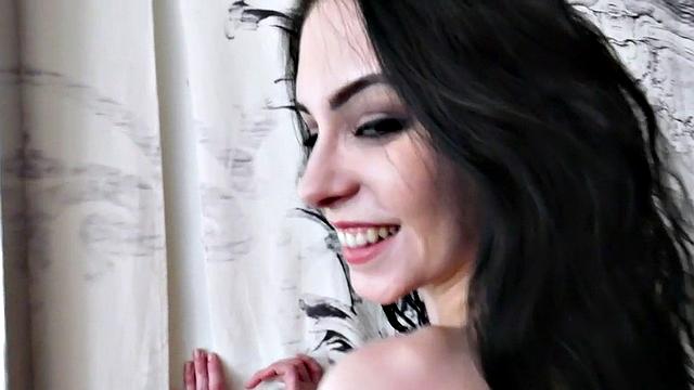 Blackhair gaping babe anal drilled with BBC until creampie