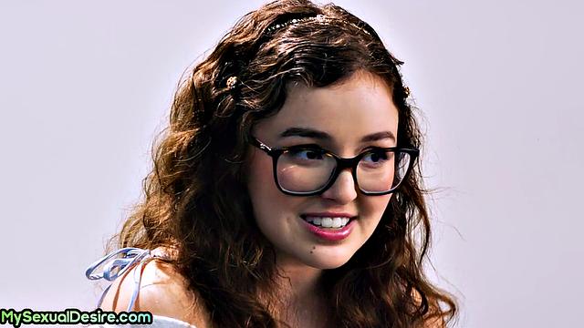 Solo bigtitted babe with glasses masturbates until orgasm