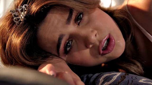 Sexy Brunette Kylie Rocket Sucks on a Dildo and Fucks Her Shaved Pussy