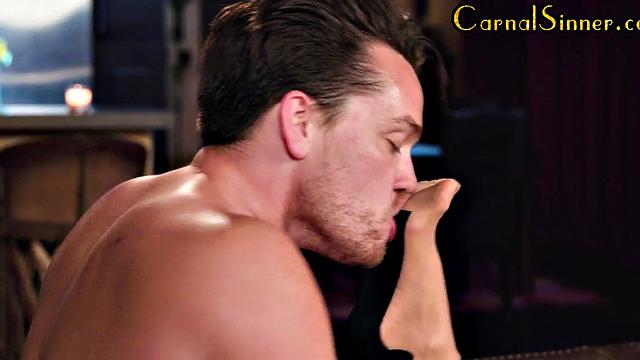 Tattooed MILF wild fucked after foot massage