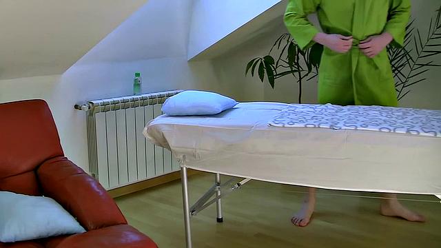 Adorable girl gets nailed during a massage session