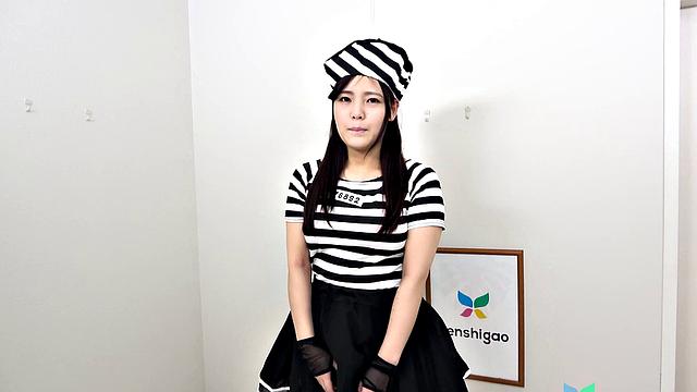 Manami Takashima in cute thong panties under her costume