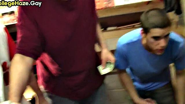 Real skinny hazed college stud assfucked while others watch