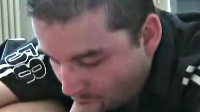 European jocks cock sucking with DILF in trio