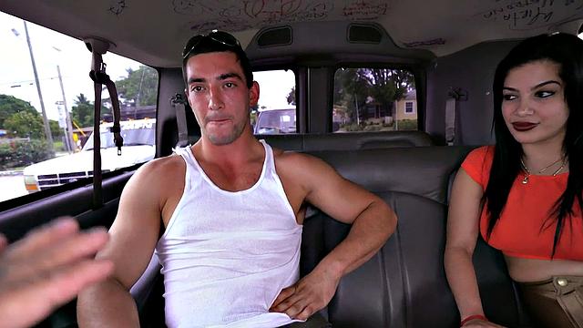 Straight amateur goes gay in public van outdoor