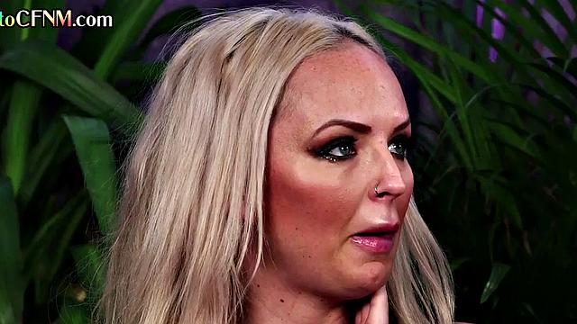 CFNM euro MILFs deepthroating and stroking lucky man