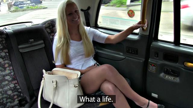 Blonde British babe cheats on boyfriend with cabbie's dick in a hot car fuck