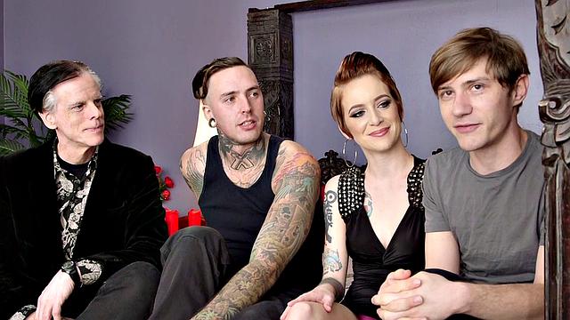 Bisexual threesome couple do doggy and blowjob in the video