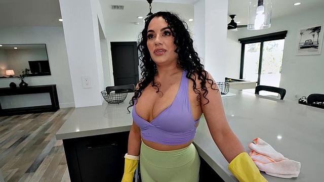 Busty housemaid cockriding BBC