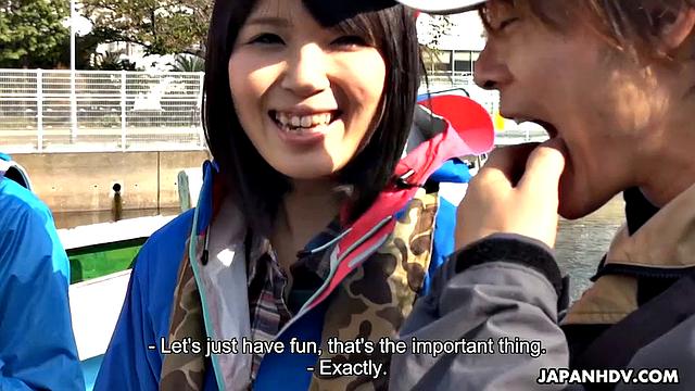 Sena Sakura wins the fishing contest and is fucked on the boat