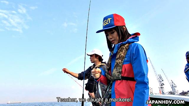 Sena Sakura wins the fishing contest and is fucked on the boat