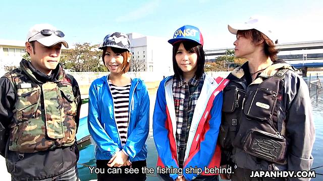 Sena Sakura wins the fishing contest and is fucked on the boat