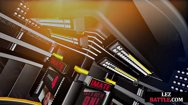 Big-titted ebony fucked by strapon rival