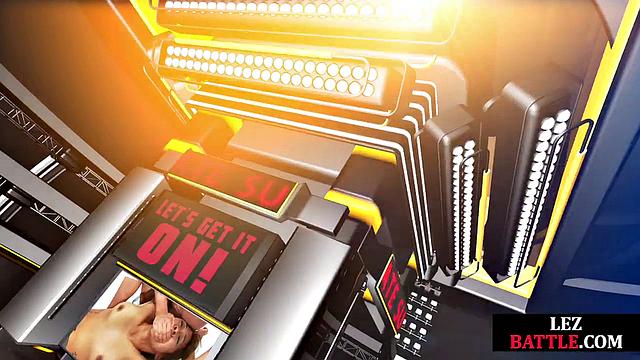 Big-titted ebony fucked by strapon rival