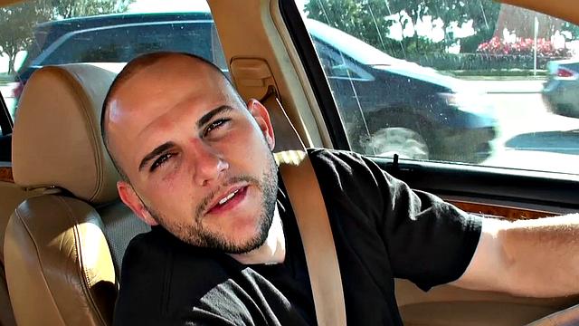 A hot babe with a tattoo give a steamy one-on-one car blowjob and get a hot facial