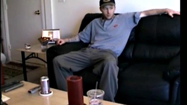 Johnny strips down, sprawls on the sofa, and Vinnie goes on his cock.