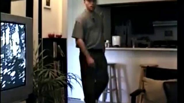 Johnny strips down, sprawls on the sofa, and Vinnie goes on his cock.