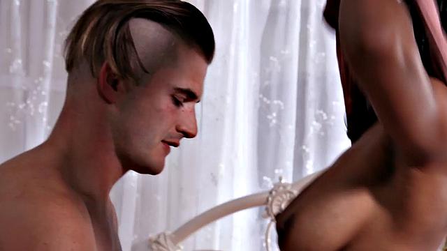 Big-titted hairy ebony babe riding cock after facesitting