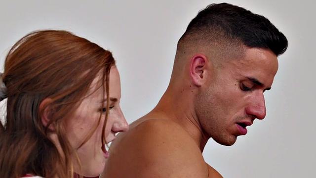 Bisexual redhead cheerleader 3some fucked in gym