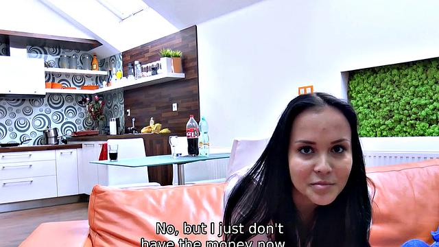 DEBT4k. Stunner avoids problems with quick sex with the landlord