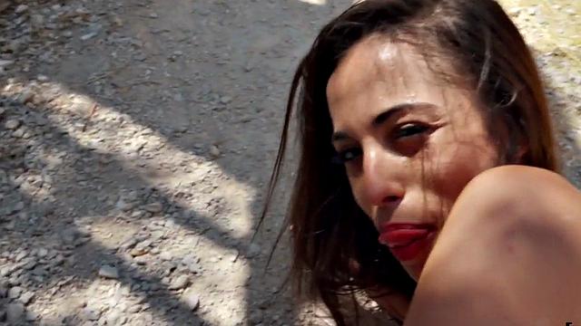 Seduced Latina rides in reverse during outdoor POV duo