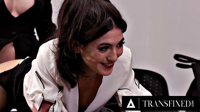 TRANSFIXED - Sexy Redhead Ariel Demure CREAMPIES Boss Megan During A Job Interview