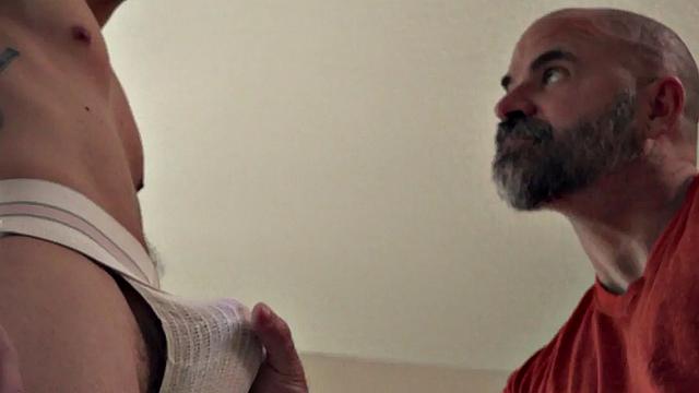 Hairy daddy barebacked by twink after cocksucking