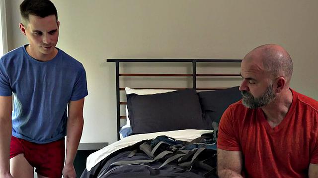 Hairy daddy barebacked by twink after cocksucking