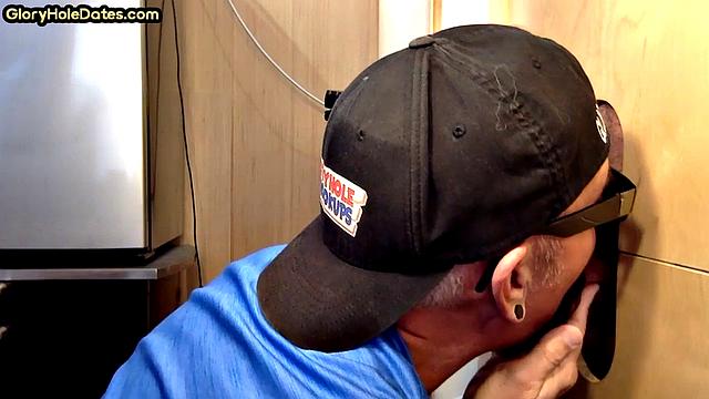 Gloryhole amateur passionately eats yummy hairy cock