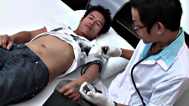 Asian patient gets bred by doctor after dicking him with sex toys and glasses on