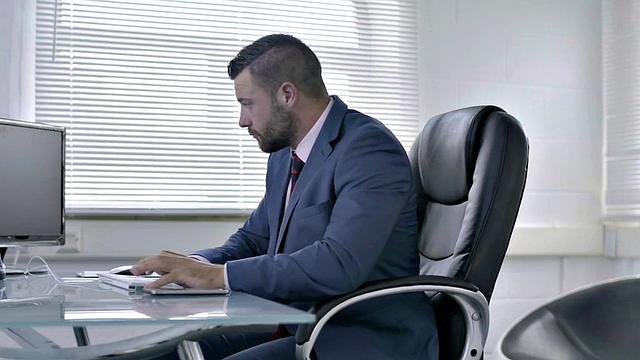 A busty secretary take a hard pounding in the office after deepthroating and giving a titjob to her boss