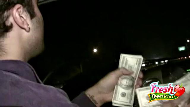 Brunette Babe Sucking the Driver's