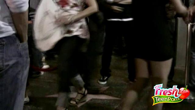 Brunette Babe Sucking the Driver's