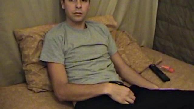 Young amateur Vincenzo takes advantage of some down time and watches a porn video. He strokes up a boner and after a jerk off session releases a high-flying cum shot.