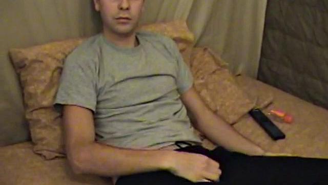 Young amateur Vincenzo takes advantage of some down time and watches a porn video. He strokes up a boner and after a jerk off session releases a high-flying cum shot.