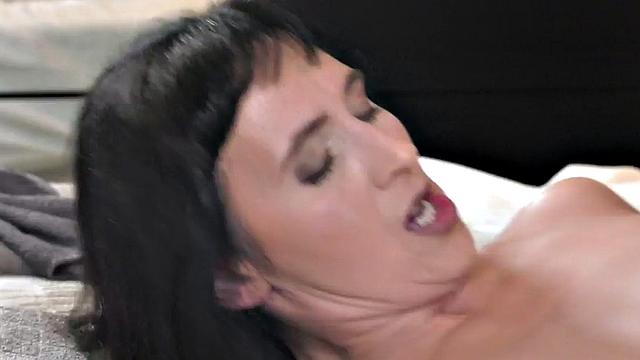 A curvy nympho get her trimmed pussy drilled by a big white cock in cowgirl and doggy-style positions