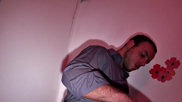 Black jockstrap stud fucked by white top after sucking