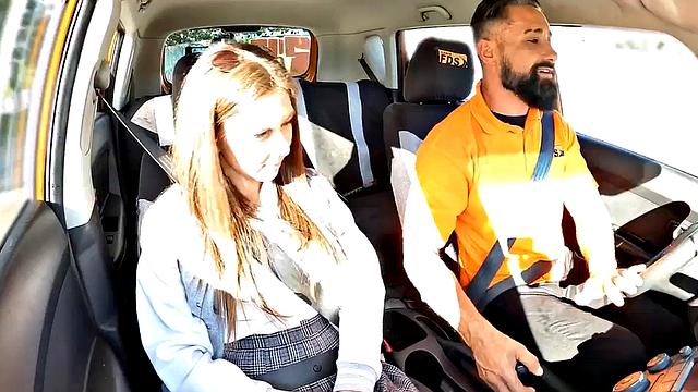 Driving student with tight gets fucked