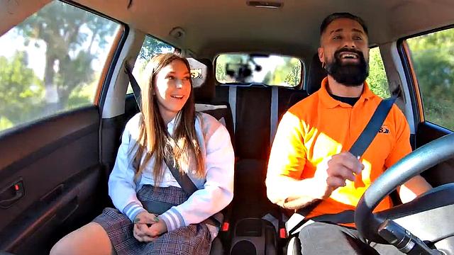 Driving student with tight gets fucked