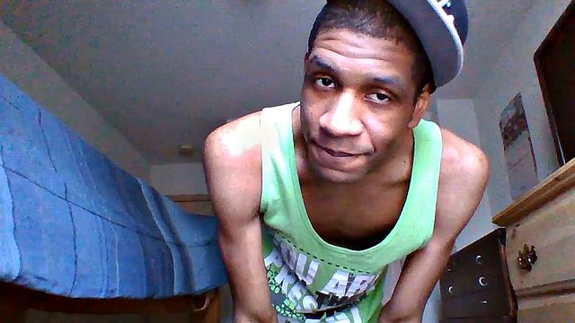 Black Twink Stroking His Big Dick